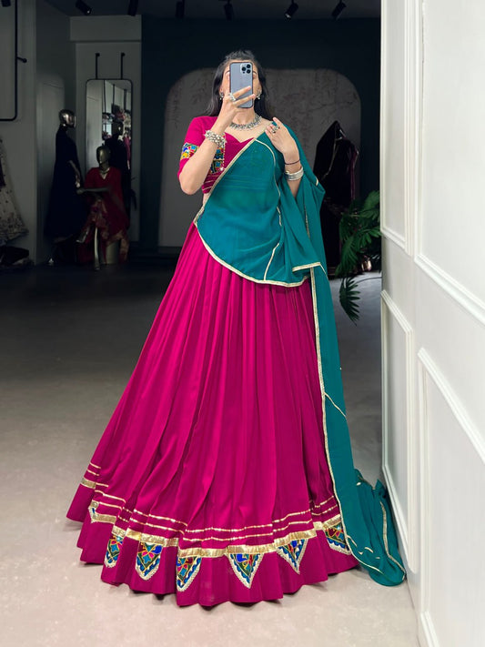 Magenta Grace with Teal Charm  Festive Lehenga Set