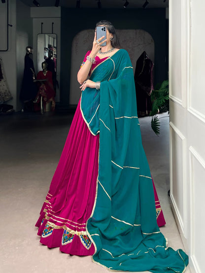 Magenta Grace with Teal Charm  Festive Lehenga Set