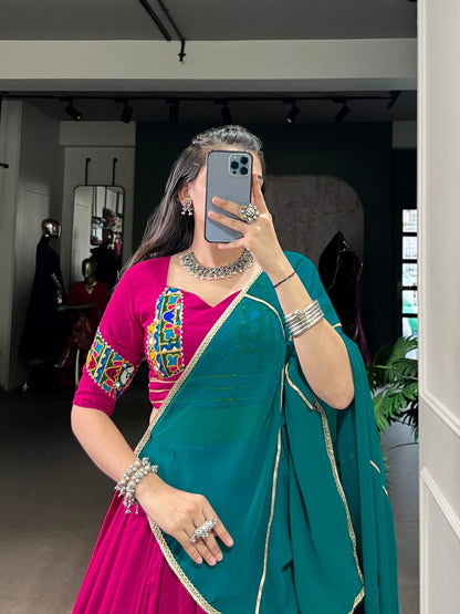 Magenta Grace with Teal Charm  Festive Lehenga Set