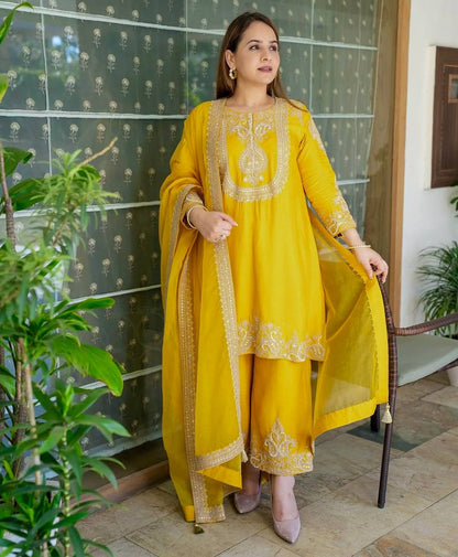 Zara Crimson Gold Elegance Suit Set