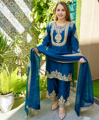 Zara Crimson Gold Elegance Suit Set