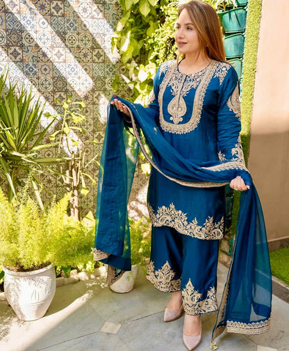 Zara Crimson Gold Elegance Suit Set