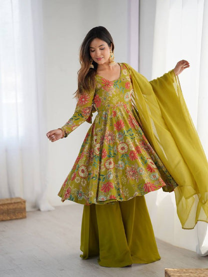 Ameyra  Romansilk Chanderi Print Kediya Set