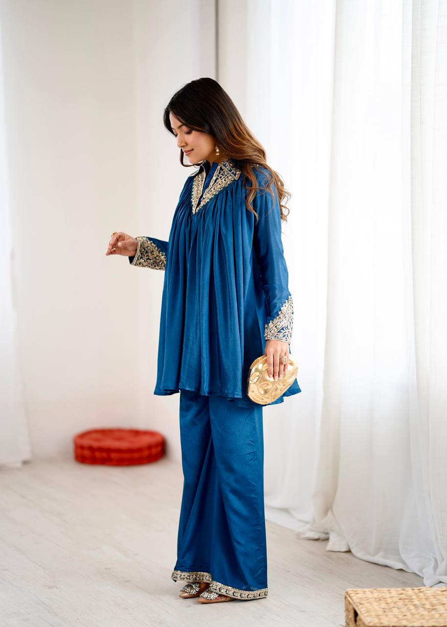 Aarvi’s Royal Charm Elegant Blue Cord Set