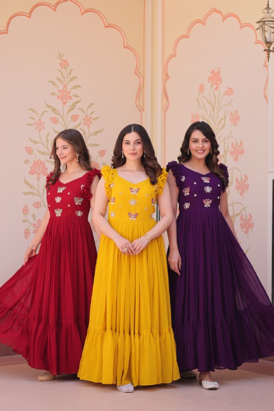 Farisha Designer Butterfly Bloom Festive Flow Gown