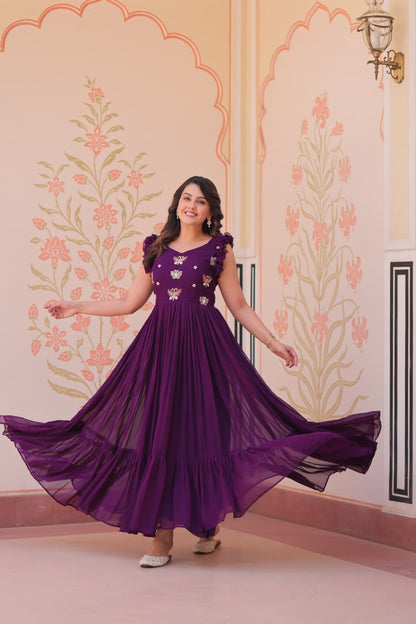 Farisha Designer Butterfly Bloom Festive Flow Gown