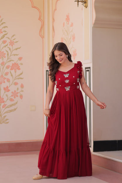 Farisha Designer Butterfly Bloom Festive Flow Gown