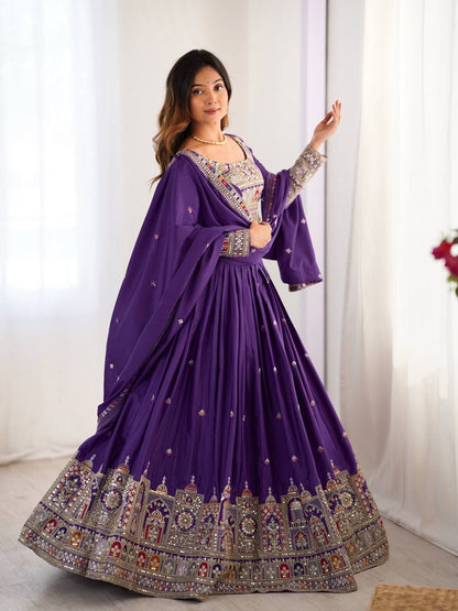 Raang Mahal  Natural Crep silk Embroidered Lehenga Choli