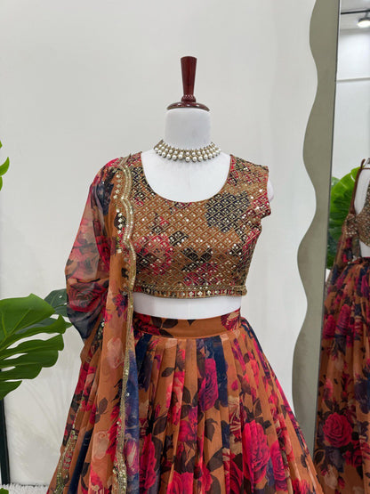 Nooraniyat Tabby Orgnza  lehenga choli set