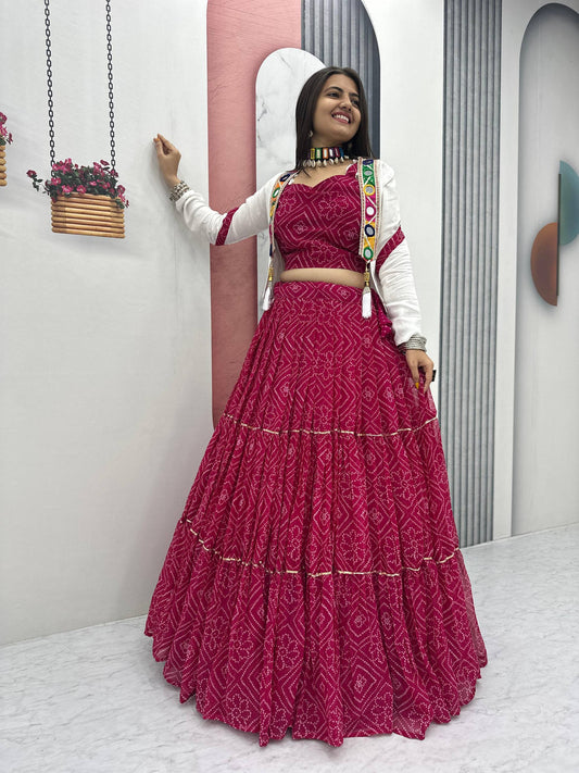Avni in Bandhani Beauty Pink Lehenga Choli