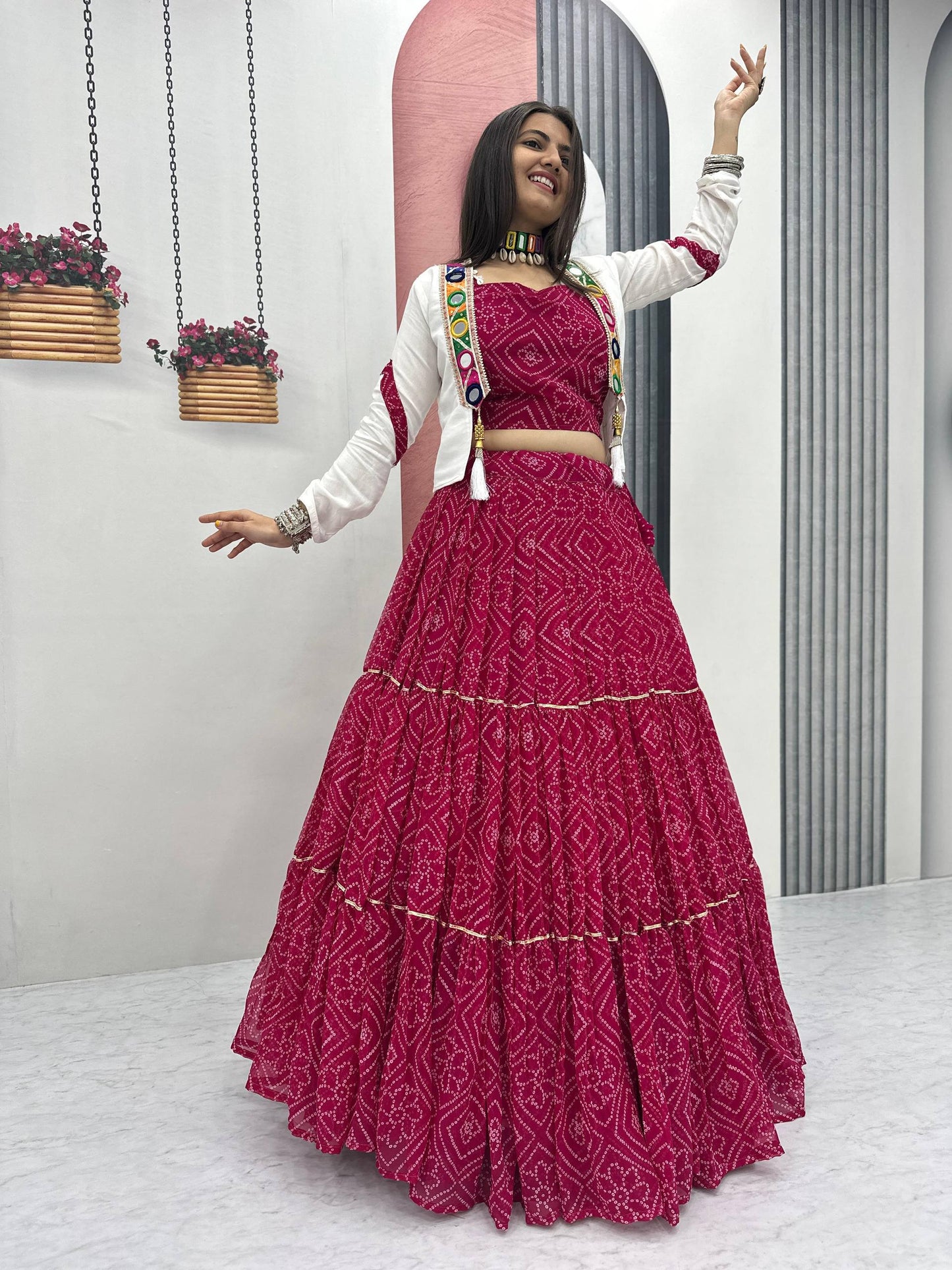 Avni in Bandhani Beauty Pink Lehenga Choli