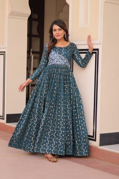 Aavya Beautiful Designer  Staple Jequard Weaving work Gown