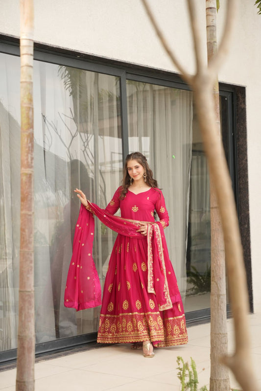 Ariana Star Georgette with Embroidery Zari Sequins-work Gown