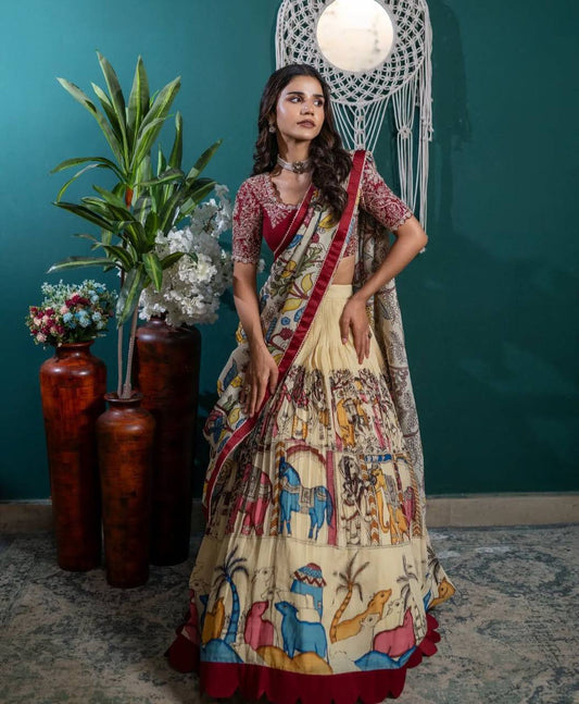 Vihana  Designers  Kalamkari Lehenga Choli