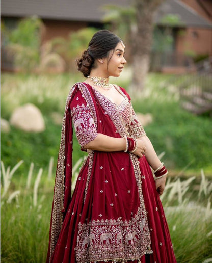 Inara Scarlet Traditions Red Fox Georgette lehenga set