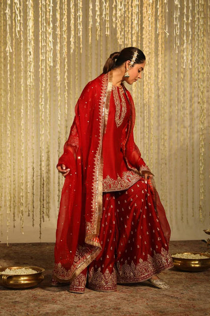 Ameira  Royal Red  Tradition Top Plazzo Set