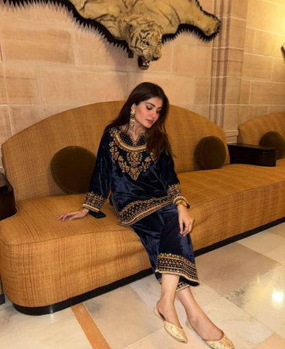 Samira Navy Queen Velvet Suit