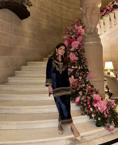 Samira Navy Queen Velvet Suit