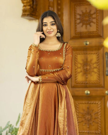 Golden Symphony Elegance Meera’s Anarkali  Set