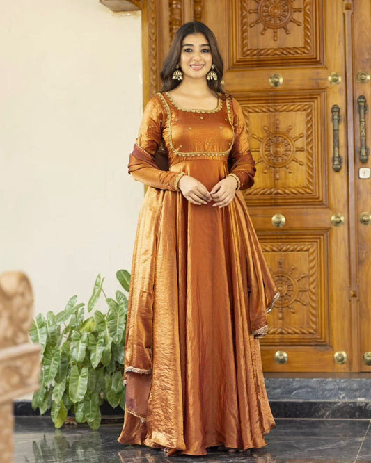 Golden Symphony Elegance Meera’s Anarkali  Set