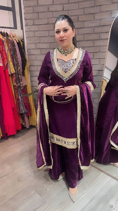 Sayali Velvet Kurta Palazzo Suit