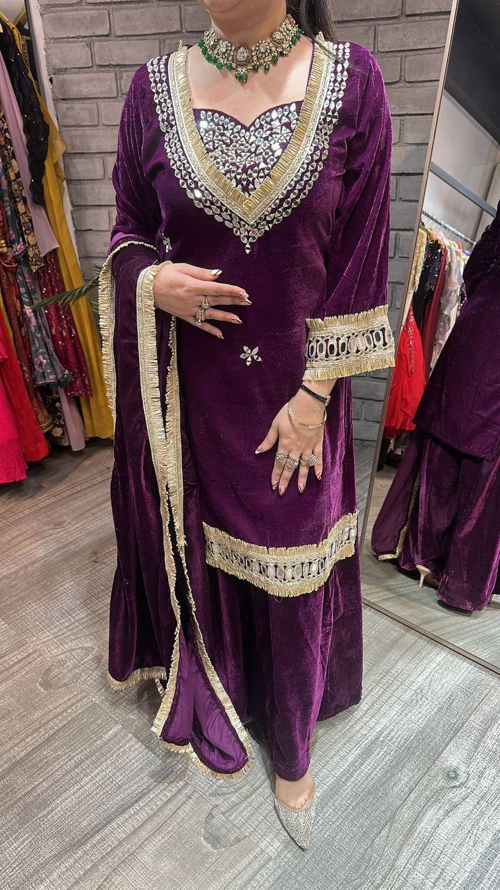 Sayali Velvet Kurta Palazzo Suit