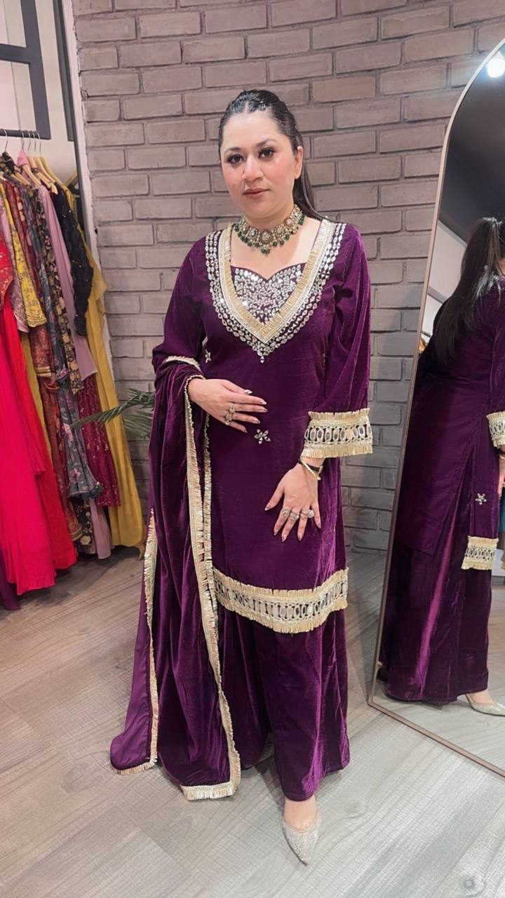 Sayali Velvet Kurta Palazzo Suit