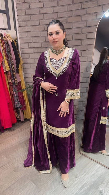 Sayali Velvet Kurta Palazzo Suit