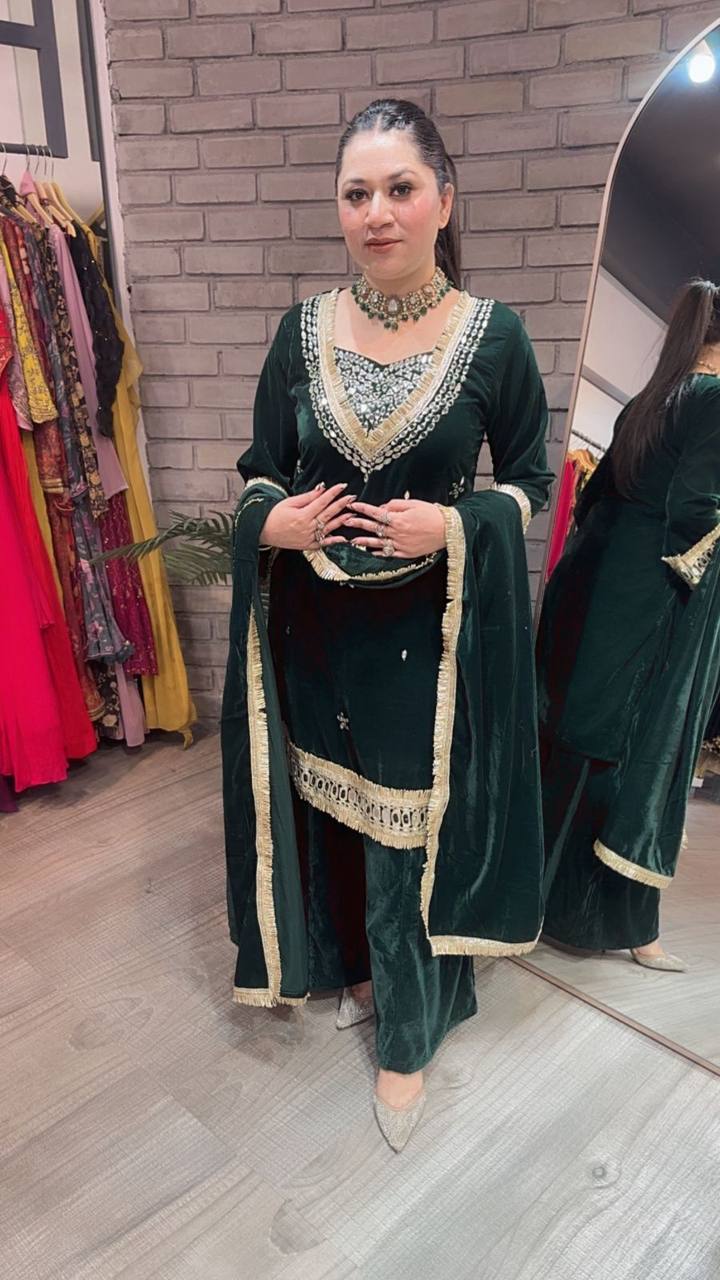 Sayali Velvet Kurta Palazzo Suit