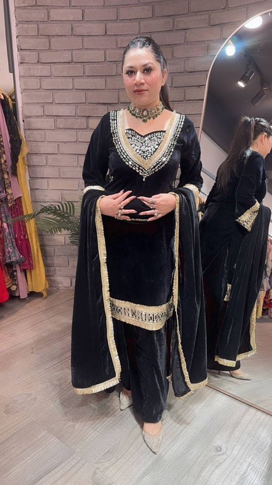 Sayali Velvet Kurta Palazzo Suit