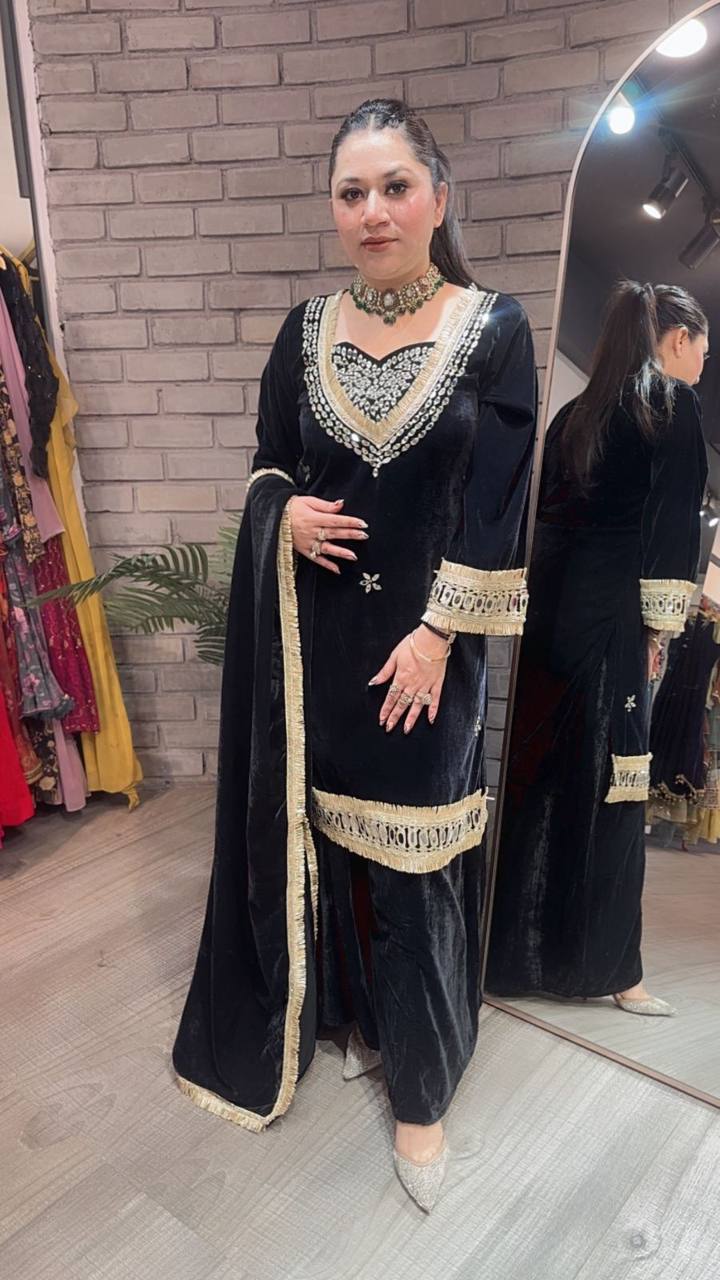 Sayali Velvet Kurta Palazzo Suit
