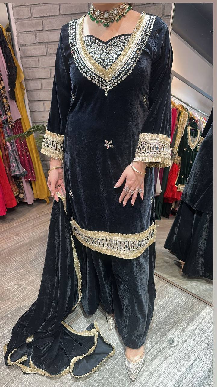 Sayali Velvet Kurta Palazzo Suit