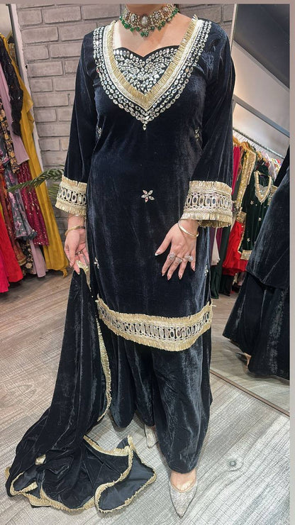 Sayali Velvet Kurta Palazzo Suit