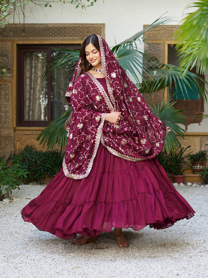 Vianya  Royal Vichitra silk Gown With Hevy Duptta