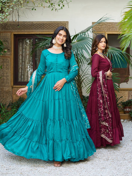 Vianya  Royal Vichitra silk Gown With Hevy Duptta