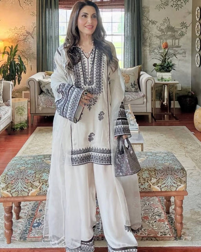 Devika Grace Ivory Echo Natural Silk Salwar Suit
