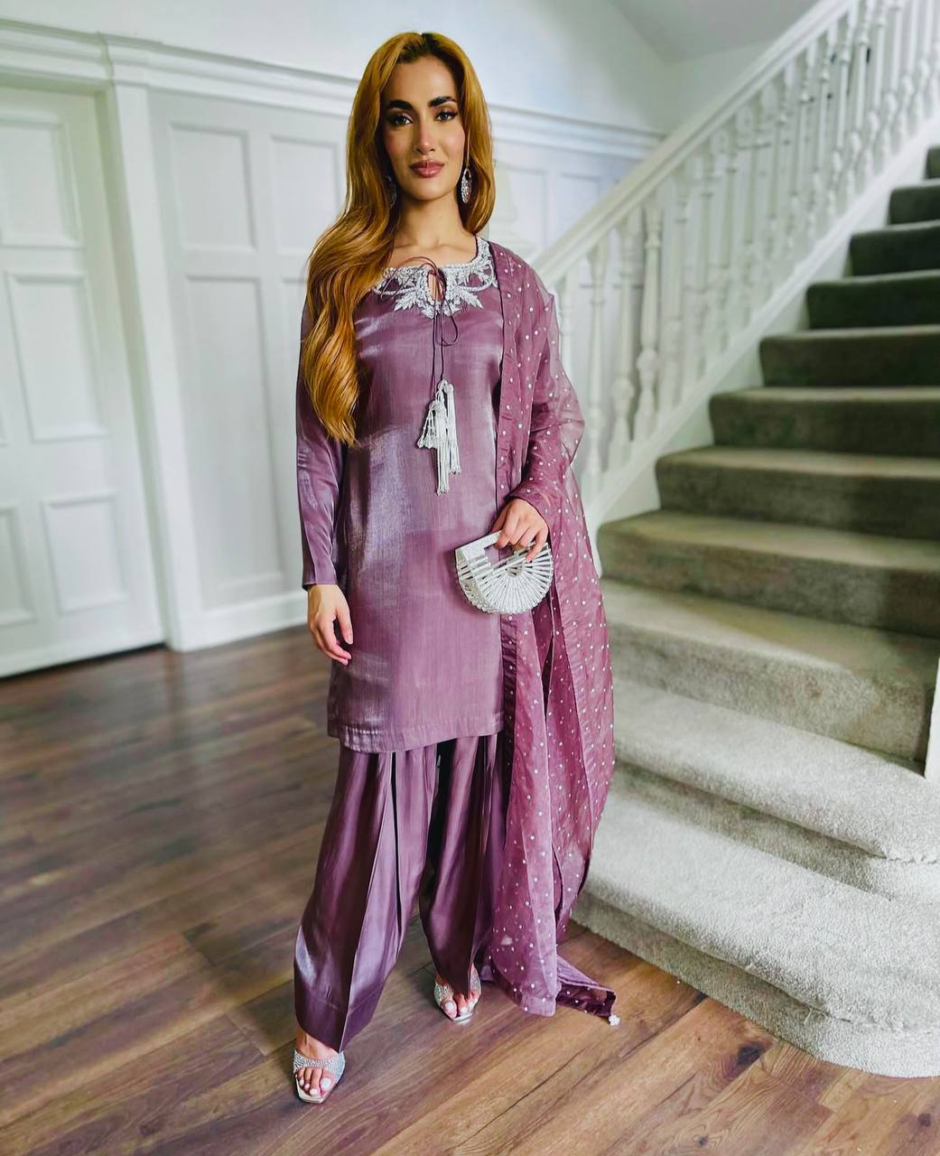 Aarna Royal Natural Crepe Party Wear  Farshi  Suit Set