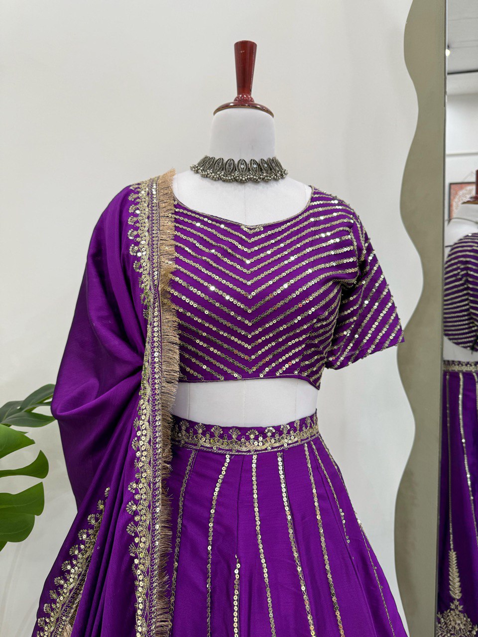 Tanvika Beautiful  Purple Hevay Thread With Sequnce Work Lehenga Set