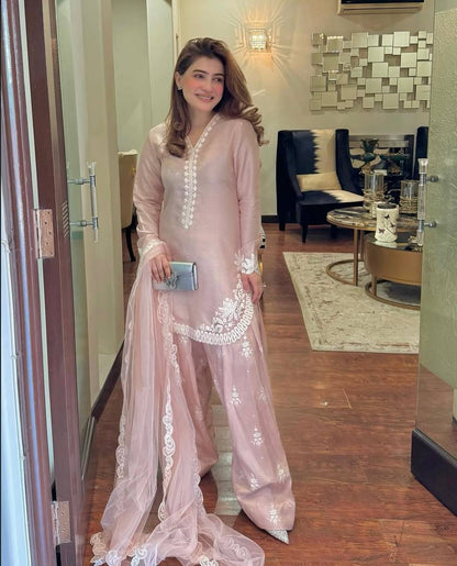 Nisha's Blush Dreamy Pink Ensemble Ready To Wear Suit Set