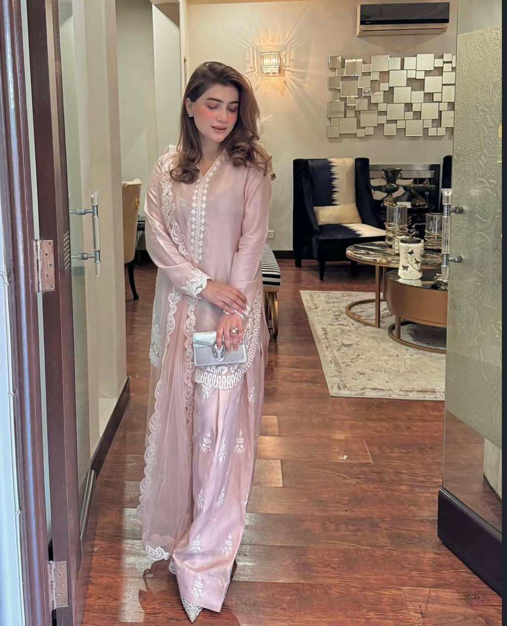 Nisha's Blush Dreamy Pink Ensemble Ready To Wear Suit Set