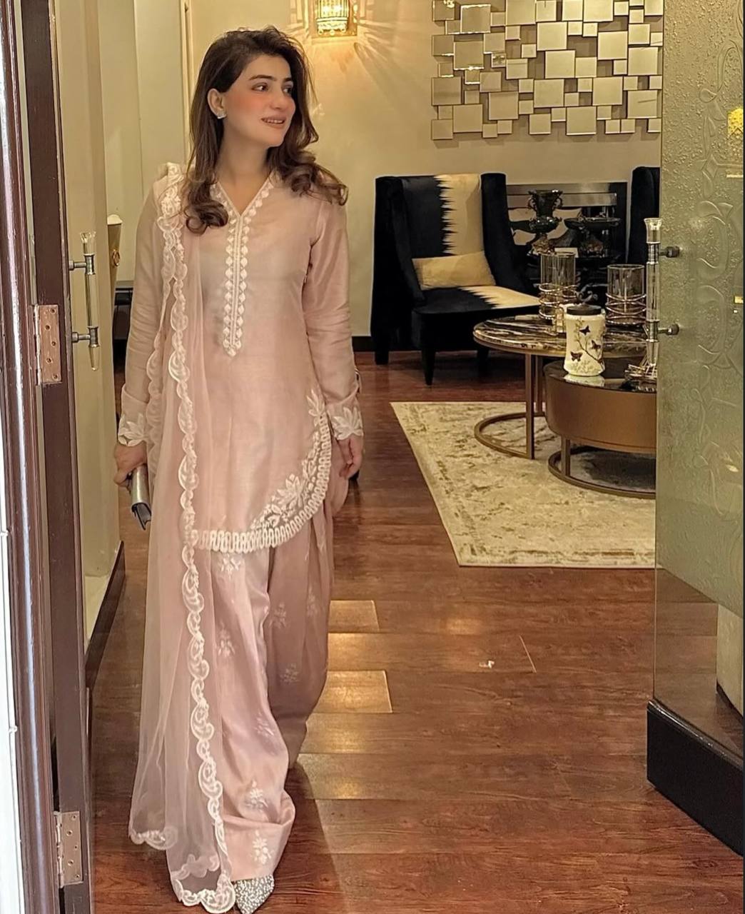 Nisha's Blush Dreamy Pink Ensemble Ready To Wear Suit Set
