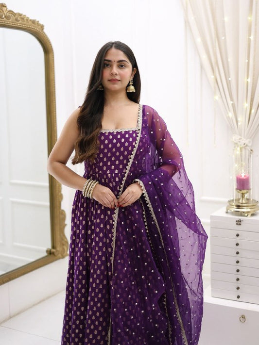 Meher Morni  Purple  Radiant Golden Touch Gota Border Anarkali