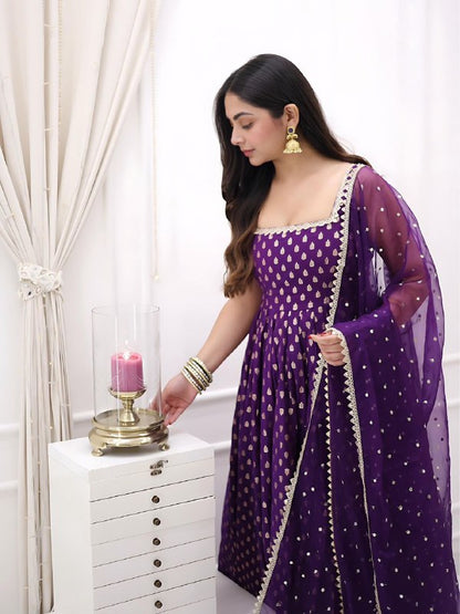 Meher Morni  Purple  Radiant Golden Touch Gota Border Anarkali