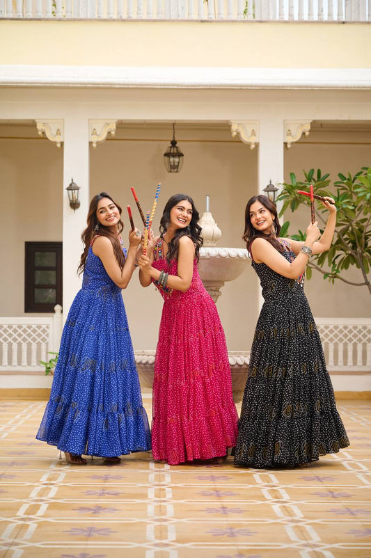 Navratna Raas  Beautifully  Bandhani Fusion Gown