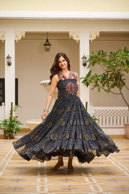 Navratna Raas  Beautifully  Bandhani Fusion Gown