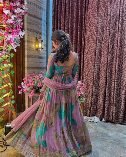 Vritika  Designer Party Wear  Fox Georgette Gown With Dupatta Set