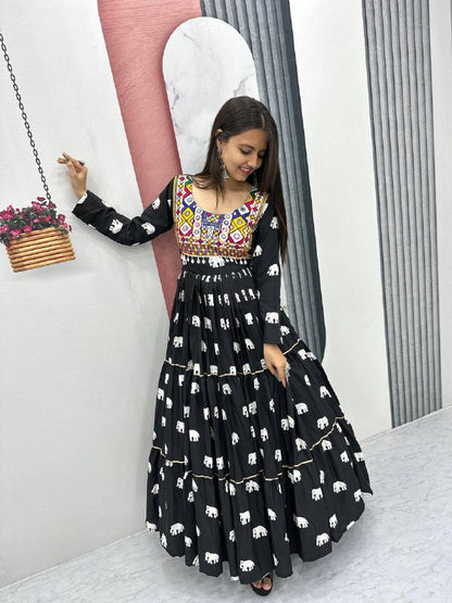 Vedika  Designer  Elephant Tales Gamathi Work Garba Gown