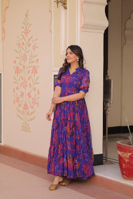 Mehrvi Magic Royal Bloom Readymade  Gown