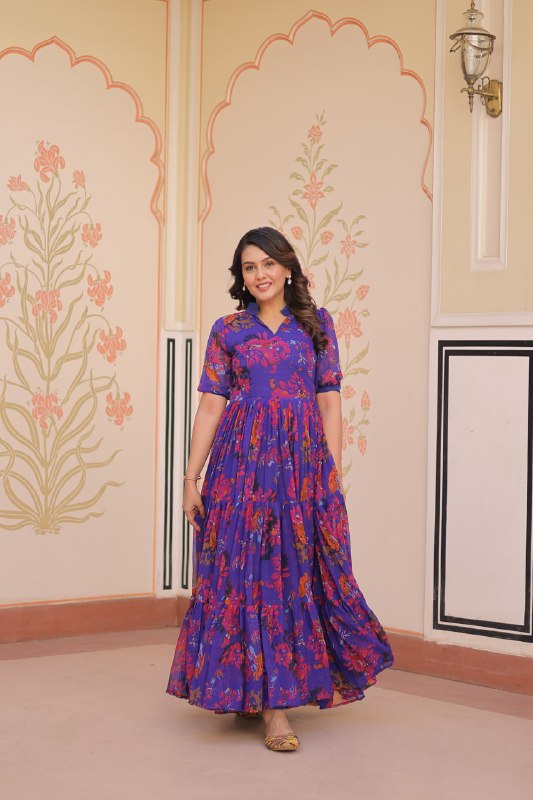 Mehrvi Magic Royal Bloom Readymade  Gown