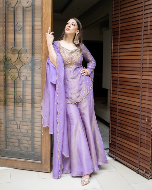 Aayat’s Lavender Zardosi Glamour Sharara Set